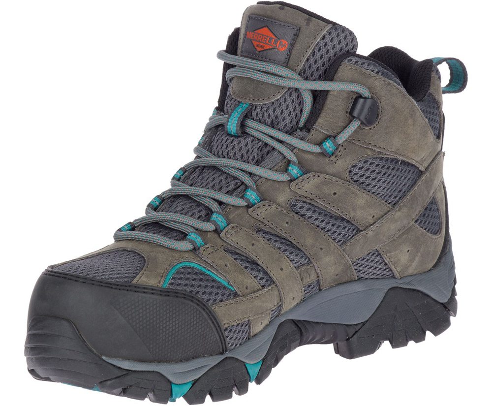 Kozaki Merrell Damskie Brązowe - Moab Vertex Mid Waterproof Comp Toe Work - 182956-KYV